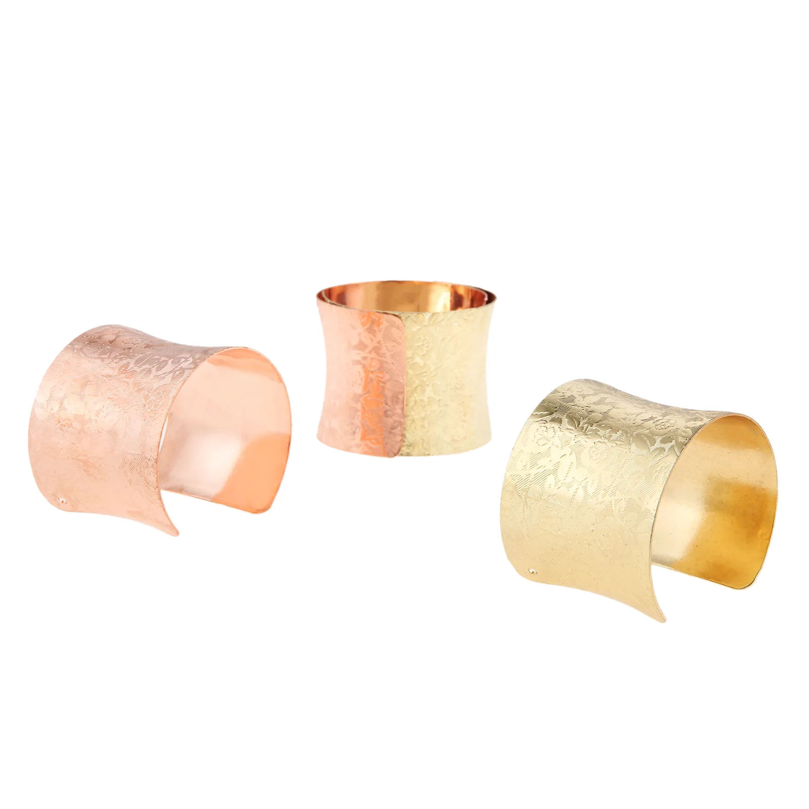 

6pcs Napkin Rings Half Open Embossing Flower Hidden Rose Round Napkins Holder Serviette Buckle Gold/Rose Gold Table Decor Party