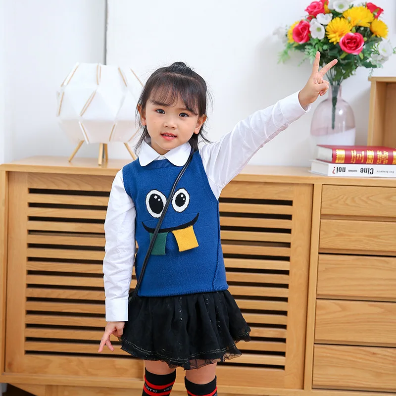

2019 New Style Autumn & Winter Childrenswear Cartoon Pattern plus Velvet Version Cotton Yarn Sweater Kids' Sweater