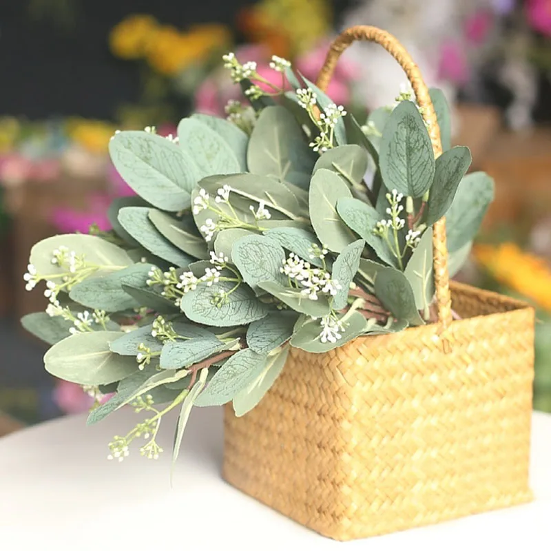 Artificial Eucalyptus Leaves Simulation Stems Eucalipto Branches Plants Diy Floral Bouquets Wedding Holiday Home Greenery Decor