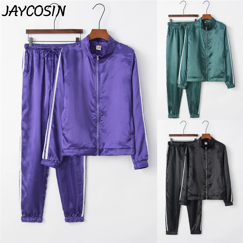 Женский спортивный костюм JAYCOSIN однотонный свитшот на молнии с длинным рукавом и