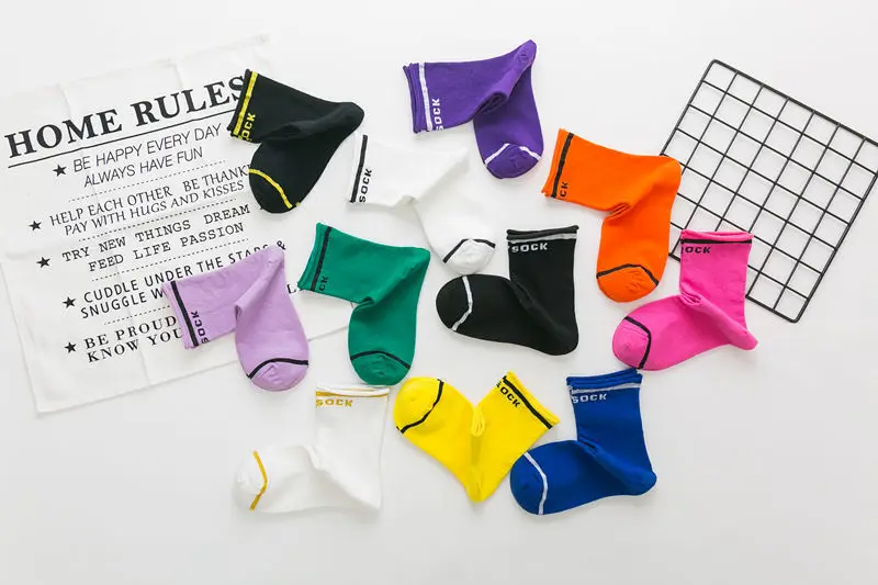 1Pairs Winter New Products Candy-colored Silver Onion Curling Women's Socks Letter Cotton Ladies Tube Socks Christmas Socks
