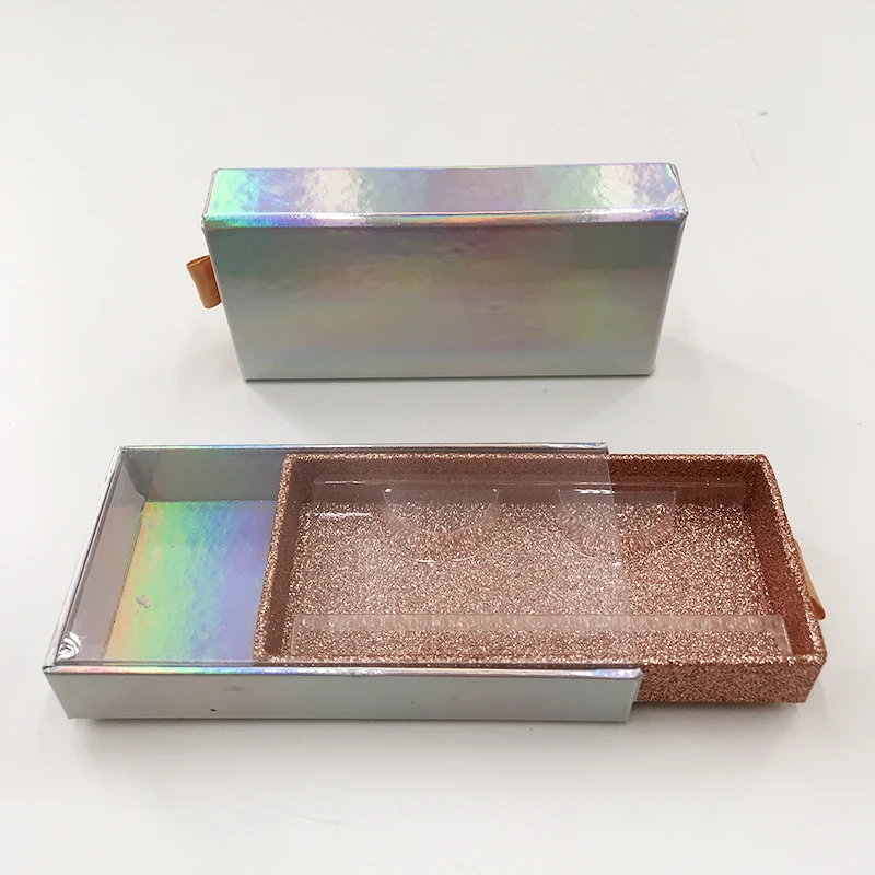 Rose Gold Пользовательские Ресницы упаковка слайд ящик блеск цвет норки ресницы чехол пустой макияж хранения ресниц - Цвет: Rose Gold