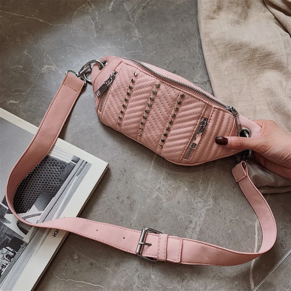 Сумка на пояс из искусственной кожи для женщин 2019 женская модная сумка на пояс с заклепками женская сумка на пояс дизайнерская сумка на