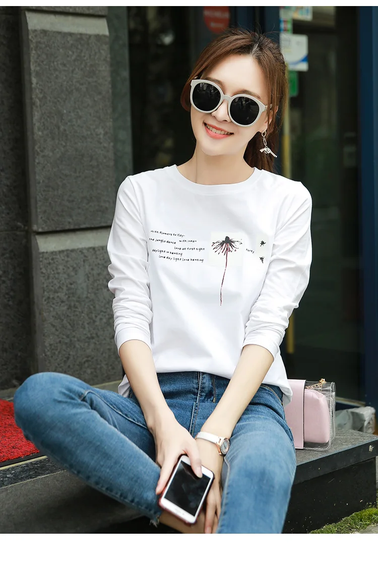 #Special Offers Witte top vrouwelijke fall in herfst en winter op de nieuwe 2019 katoenen shirt lange mouw T-shirt jurk rand ins tij #Special Offers Witte top vrouwelijke fall in herfst en winter op de nieuwe 2019 katoenen shirt lange mouw T-shirt jurk rand ins tij