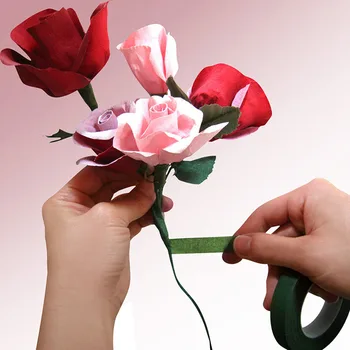 

3 Pcs Corsages 12mm Width Floral Artificial Party Decor DIY Craft Florist 4 Color Stem Paper Wrap Flower Tape Button Holes