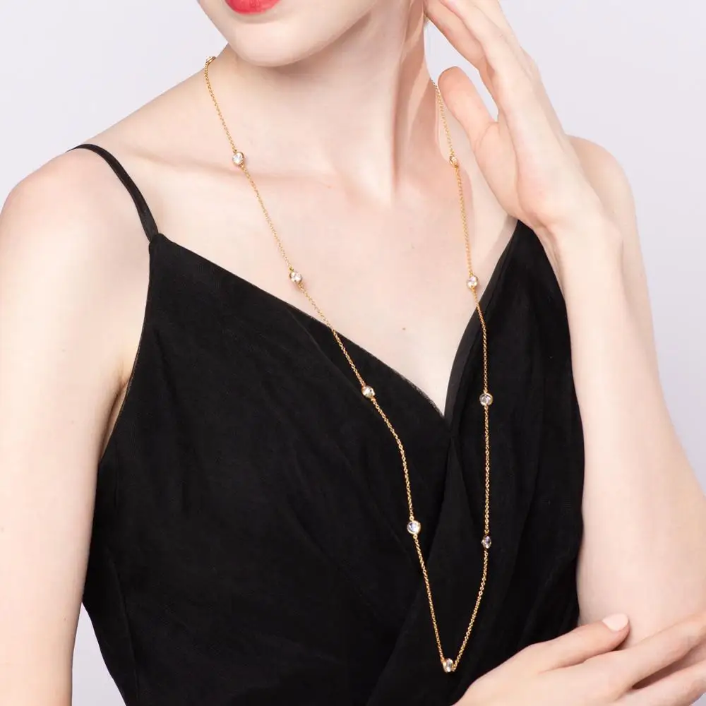 Женское серебряное колье с фианитами 3A класса|Цепочки| |