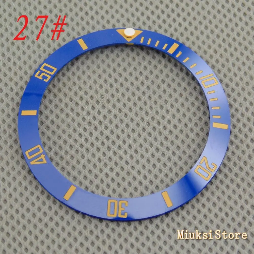 27 Parnis 38mm black blue white green Ceramic/Titanium Bezel insert for 40mm case Watch accessories bezel - Цвет: 27