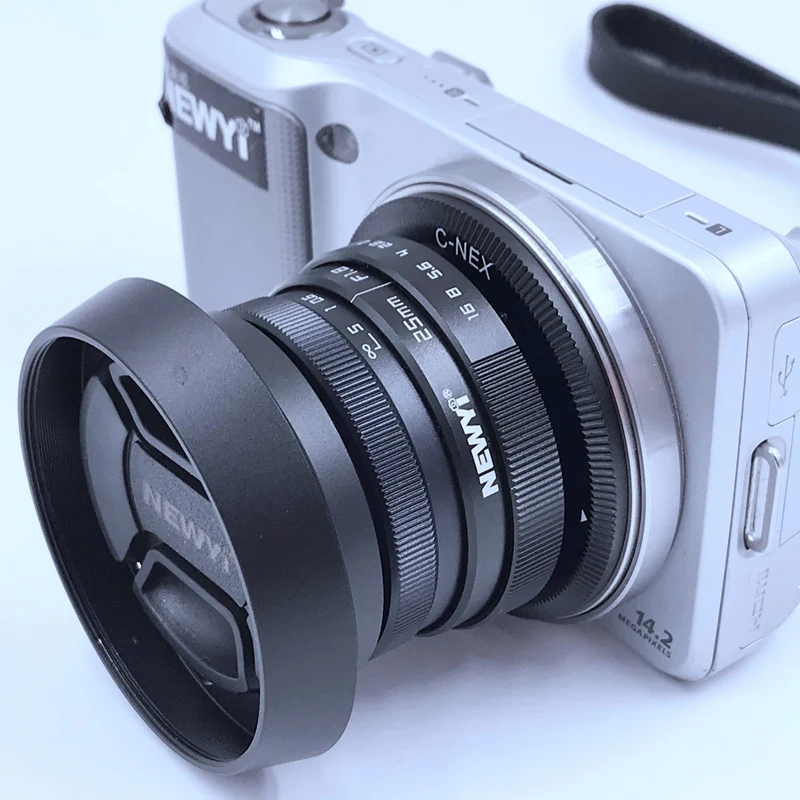 Newyi 25 мм F/1,8 Cctv Мини объектив для всех sony Nex Крепление Mirro камера и Бленда адаптер 7 в 1 комплект