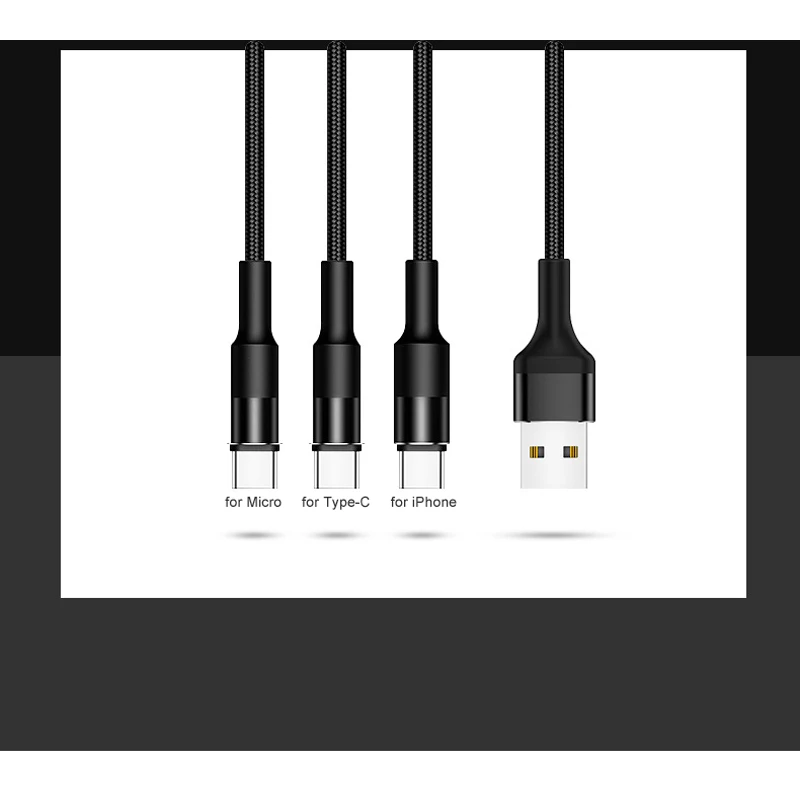Кабель Micro USB CANDYEIC 3 в 1 кабель для IPhone 8 X Samsung S10 Xiaomi 9 Redmi K20Pro OnePlus 7 6 провод зарядки