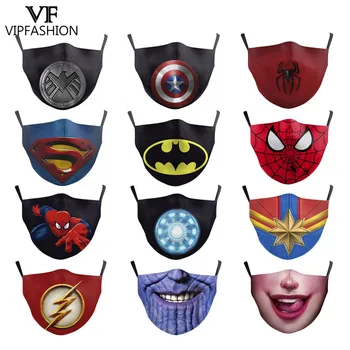 

VIP FASHION 6Pcs/sets Kid Anti Dust PM2.5 Breathable Protective Face Mouth Mask Comic Supermen Superhero Printed Children Masks