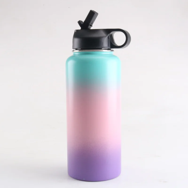 Gradient 2 18 унций/32 унций/40 унций Двойная Вакуумная Изолированная бутылка для воды из нержавеющей стали с широким горлом бутылка для воды - Цвет: Gradient 2