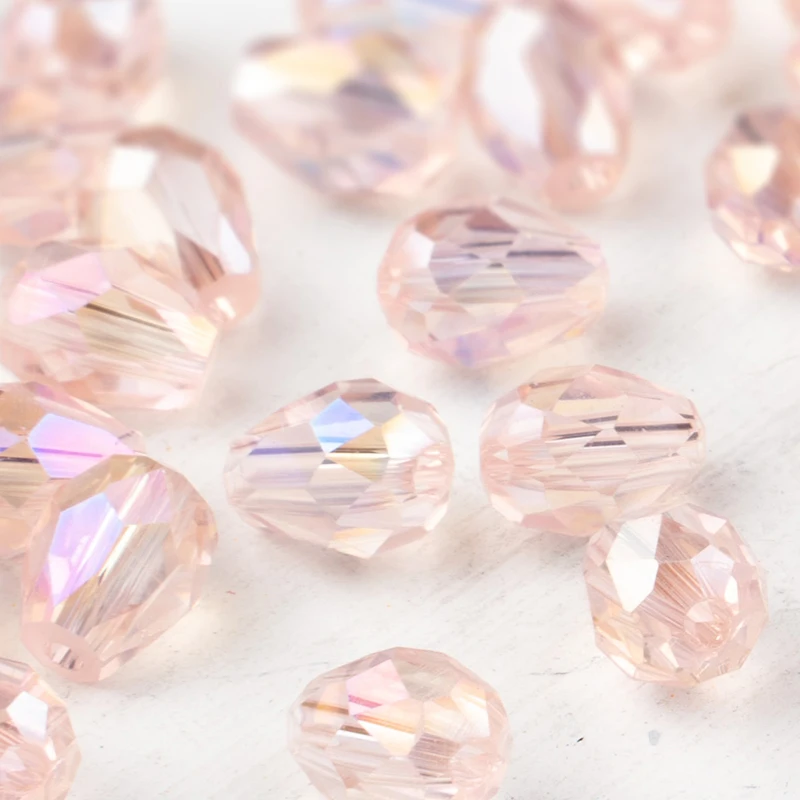 Wholesale 6x8mm 45pcs exquisite colorful pink Austrian crystal beads Water Drop Glass Beads for jewelry making | Украшения и