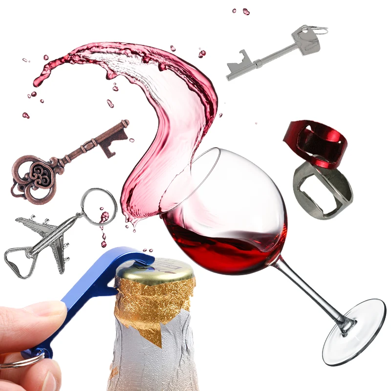 

Colorful Stainless Steel Red Wine Can Jar Openers Ring Shape Retro Key Bottle Opener Ring Party Bar Tools Kitchen Accessories