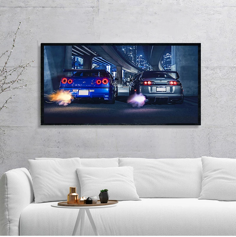 Настенная художественная рамка GTR R34 VS Supra Современная Картина на холсте с