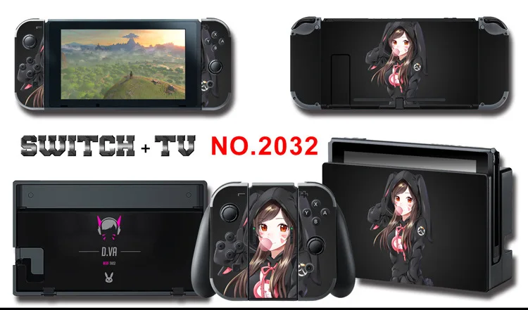 1set New Cute Anime Full Body Sticker for NS Switch Protective Cover Skin Colorful Art for Game Console Joy-Con Controller Decor