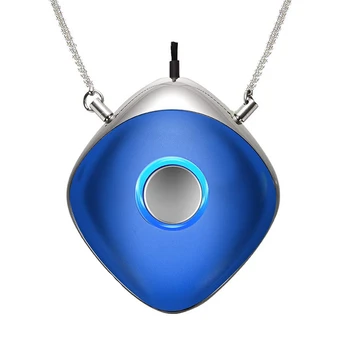 

Personal Wearable Air Purifier Necklace USB Mini Portable Air Freshner Ionizer Negative Ion Generator Blue+Silver