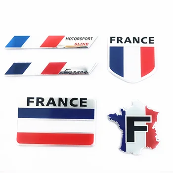 

Car Styling 3D Aluminum France Flag Emblem Badge Car Sticker Decals Car-Styling For Peugeot 307 206 207 Citroen Renault DS C2 C3