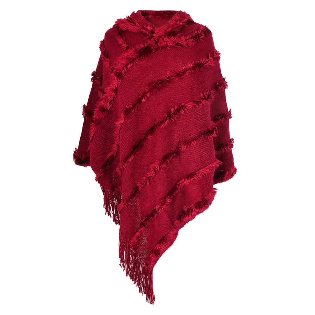 

Feitong Winter Female Scarf Winter Warm Solid Hooded Soft Scarves Tassel Wrap Knitted Shawl Scarf Designer Scarf 107