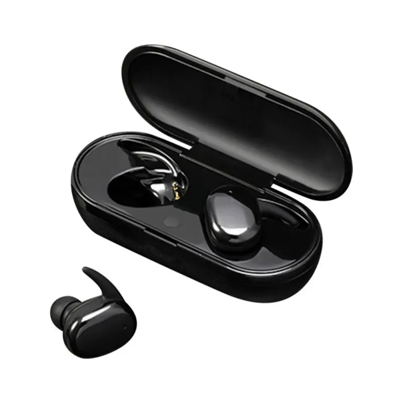 Bluetooth-наушники 5,0 Mini TWS беспроводная гарнитура с сенсорным управлением спортивные стерео беспроводные наушники с зарядным устройством - Цвет: Черный
