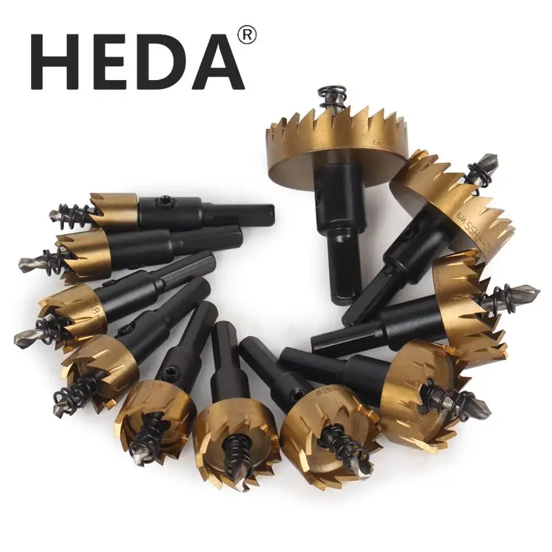 12-100mm HSS Титан покрытием кольцевая пила твердосплавное Буровое Сверло для нержавеющей Алюминий сплав металла с пилотное сверло высокое Скорость Сталь сверла