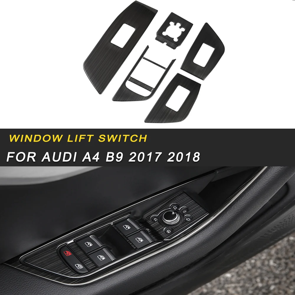 

Car Window Control Panel Lift Switch Frame Cover Trim Sticker Interior Accessory For Audi A4 A5 S4 S5 B9 2017 2018 Auto