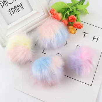

Macaron Pompom 6mm 8mm Big Pom Pom Fluffy Artificial Fur Pompon Plush Pompons DIY Keychain Keyring Women Bag Hair Ball Decor