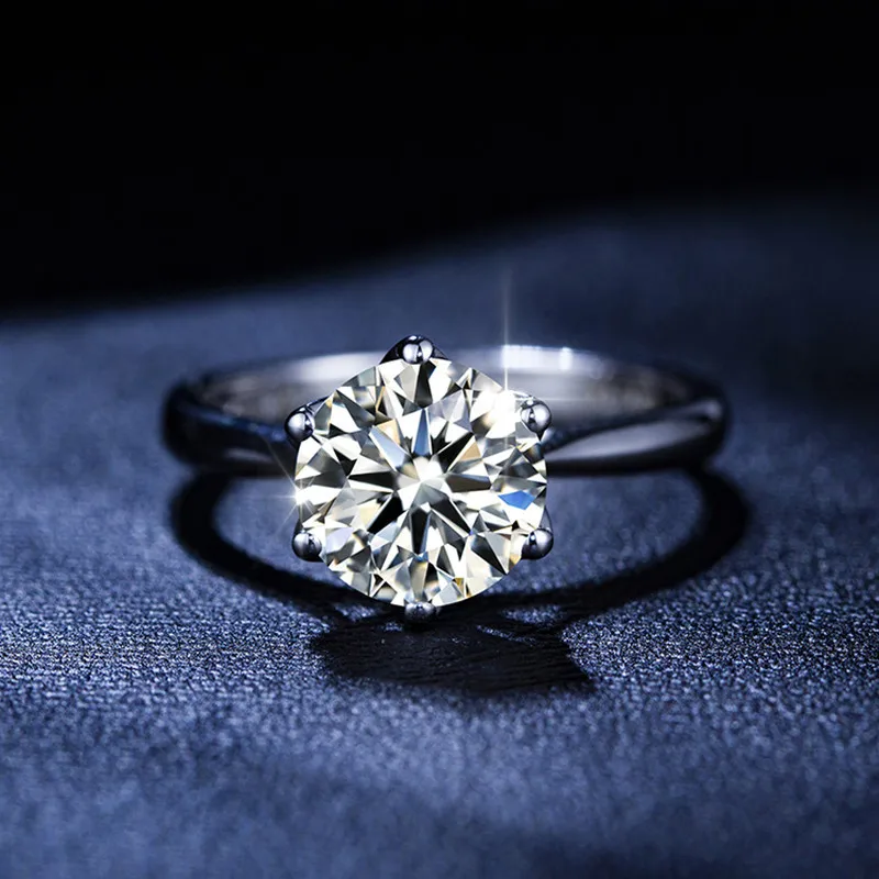 Роскошные 2.0ct D Цвет VVS Moissanite 9 к Настоящее твердое белое золото обручальное предложение кольца ювелирные изделия для женщин невесты алмаз тест прошел