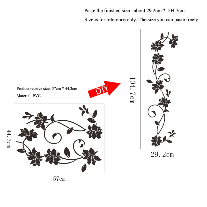 Creative-Black-flower-vine-Wall-Sticker-for-Refrigerator-cabinet-bedroom-decoration-art-Decals-wallpaper-mural-fridge(2)