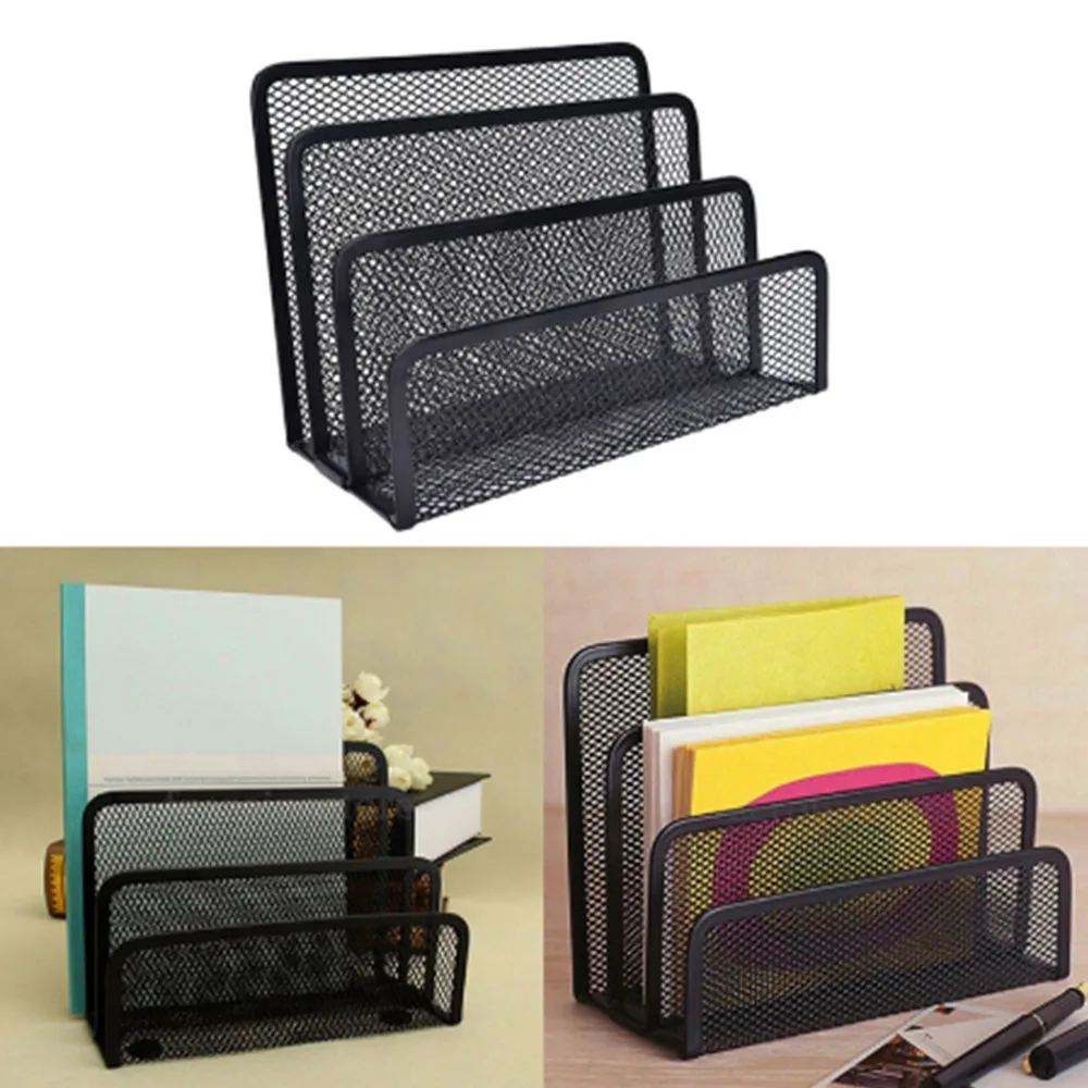 

Home Storage Racks Black Mesh Letter Paper File Storage Rack Holder Tray Organiser Desktop Office