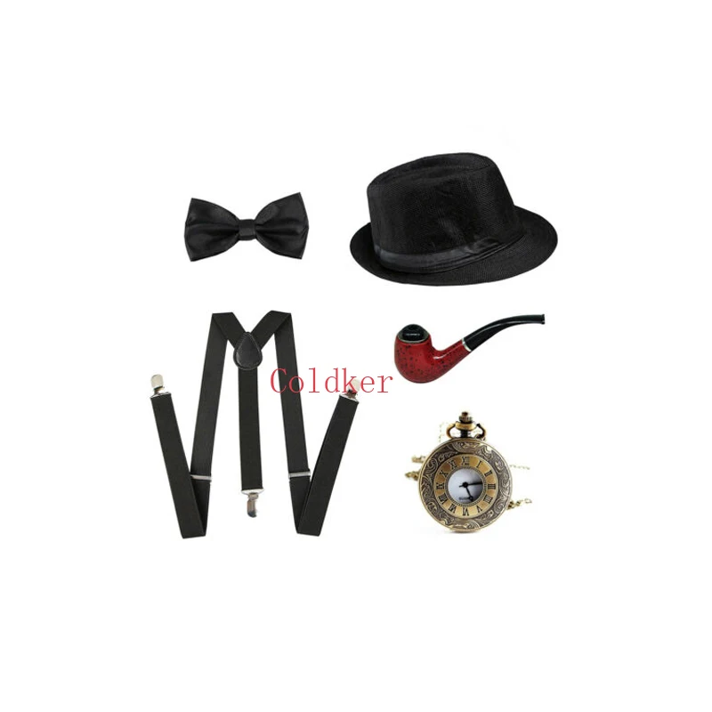 Костюмы для косплея мужские 1920s 20s Гангстерский набор шляпа подтяжки галстук сигары Гэтсби комплект костюм аксессуары