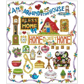 

Sweet home patterns Counted Cross Stitch 11CT 14CT 18CT DIY Chinese Cross Stitch Kits Embroidery Needlework Sets