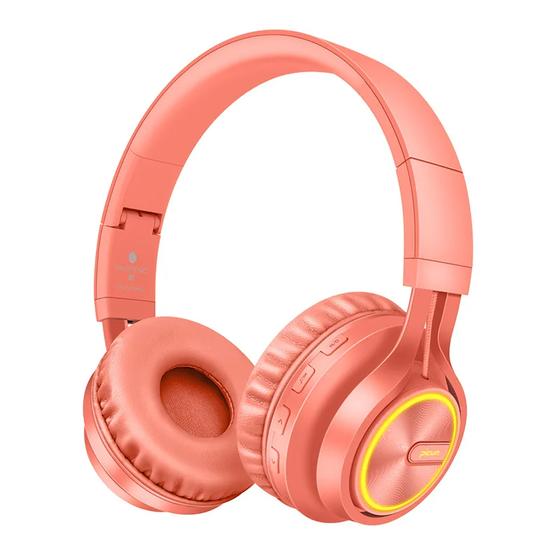 Модные Розовые золотые беспроводные Bluetooth наушники, гарнитура с микрофоном, Bluetooth наушники на ухо для женщин, девочек, детей - Цвет: B6 orange