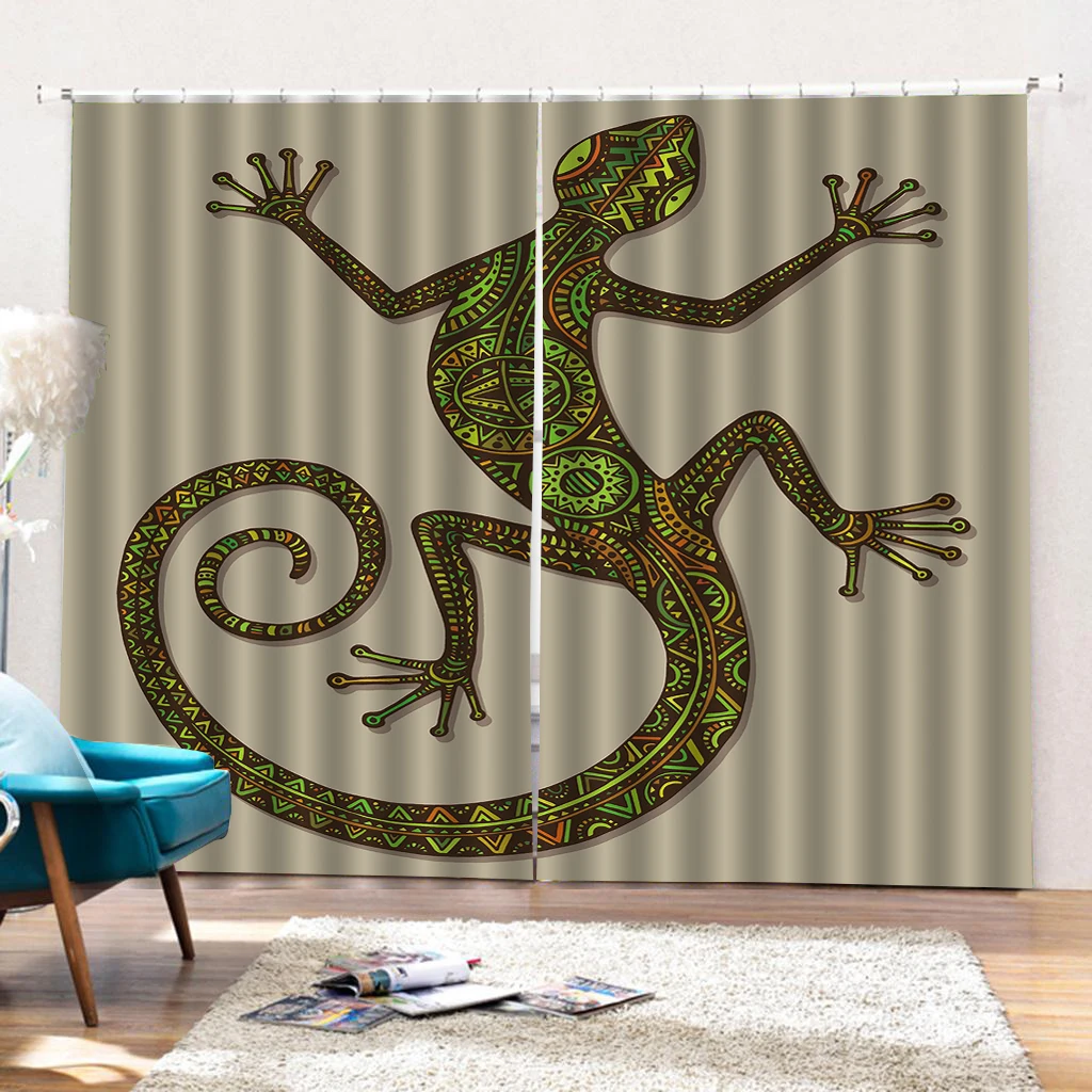 Современный домашний декор 3D занавески s этнический зеленый Gecko занавески для душа гостиная детская комната ткань домашние занавески