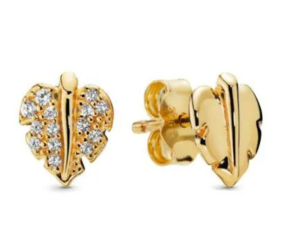 Оригинальные 925 пробы серебряные серьги, блестящие и сверкающие серьги-гвоздики в виде листьев для женщин, свадебный подарок, модное ювелирное изделие