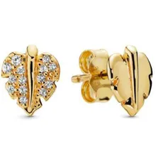 Оригинальные 925 пробы серебряные серьги, блестящие и сверкающие серьги-гвоздики в виде листьев для женщин, свадебный подарок, модное ювелирное изделие