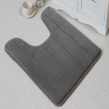 

1pc Polyester Bathroom Mat U Shape Bathroom Carpet Toilet Rugs Non-slip Mat High Water Absorbent Bath Rugs Bathroom Tool 40x60cm