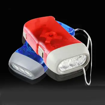 

3 LED Light Hand Pressing Dynamo Crank Flashlight Torch Camping Hiking Blue