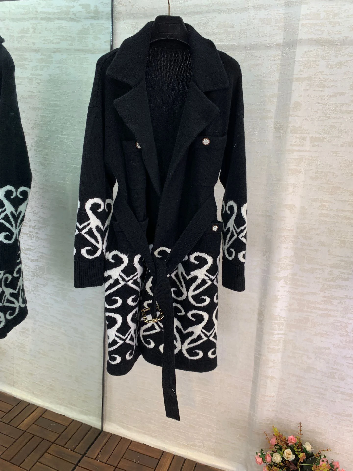 11,15,, осень, зима, новинка, высококачественный приталенный модный свитер с длинными рукавами и поясом, кардиган, пальто - Цвет: Черный