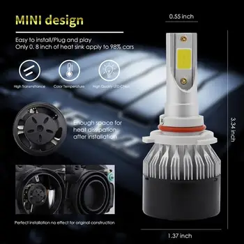 

1 Pair 9006 9005 H1 H7 H11 COB 9006 LED Headlight Lamp Light Bulbs Conversion Kit 80W 12000LM HID 6000K IP67 Rated Water