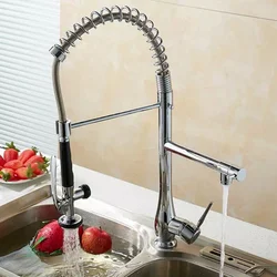 Premium 100% copper brushed gold chrome-plated silver kitchen pull telescopic faucet spring sink faucet