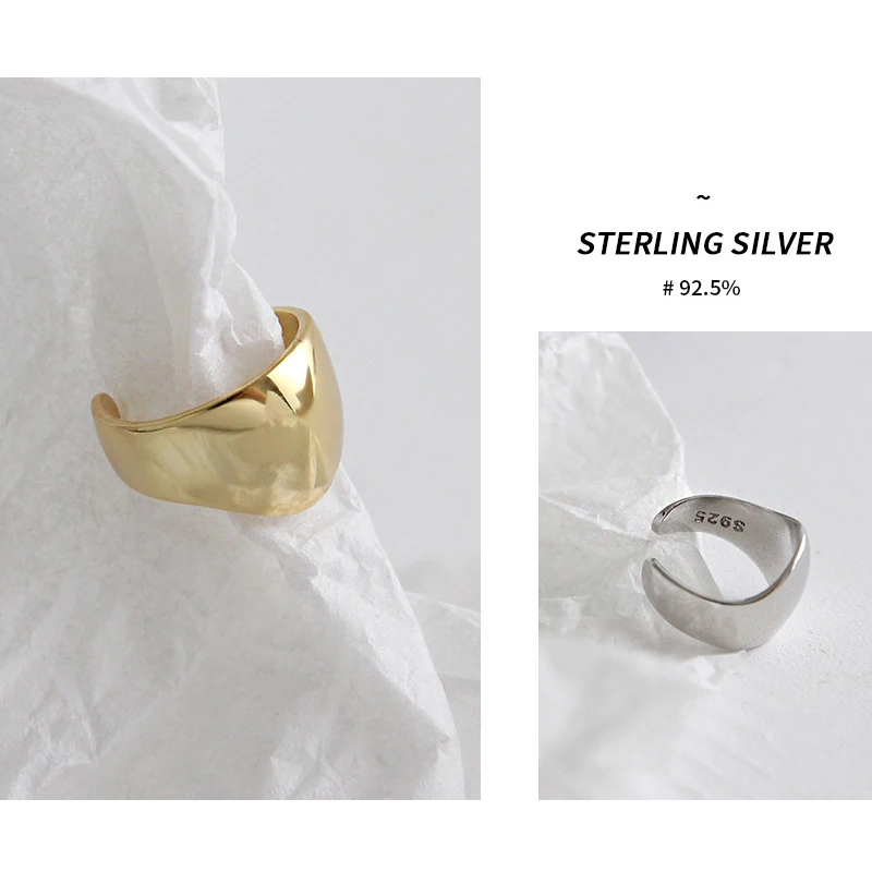 GHIDBK Minimalist 925 Sterling Silver Wide Ring Clips Earring Handmade Small Statement Silver Ear Cuffs Dainty Clip on Earrings