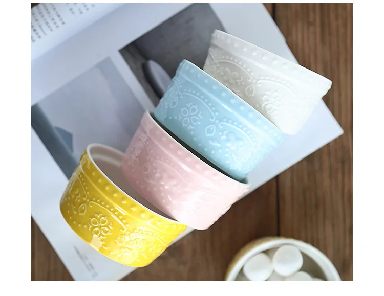 Ceramic creative bowl double skin milk dessert bowl cute pudding cup steamed cake bowl oven mould baking cup