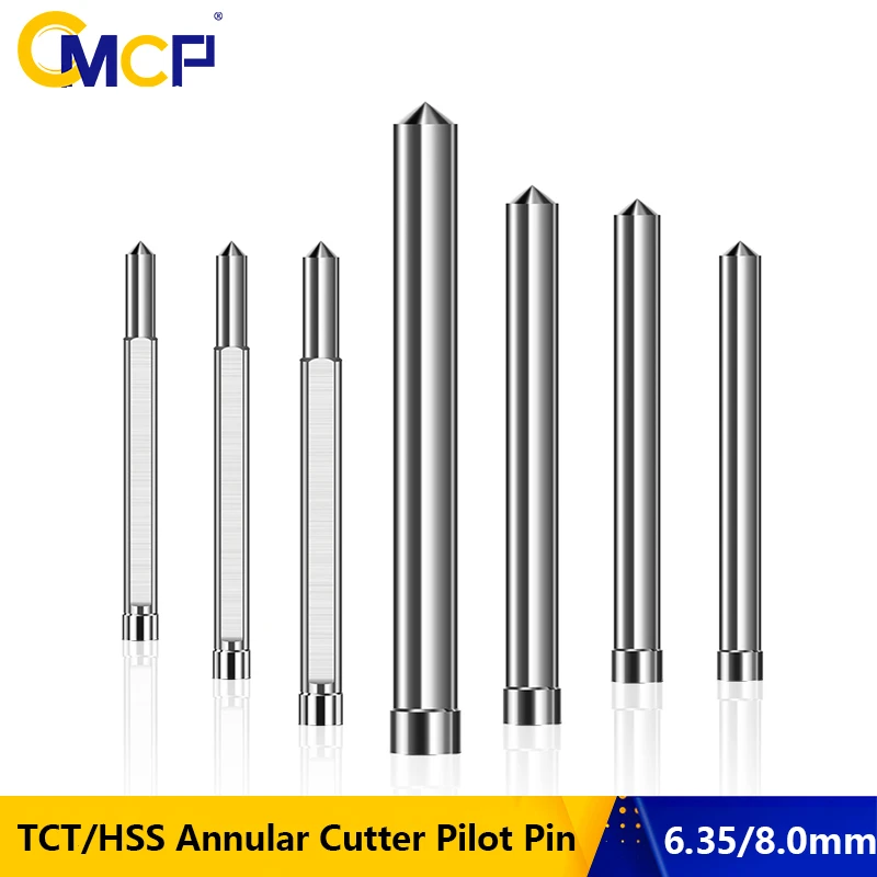 CMCP TCT/HSS Annular Cutter Pilot Pin 6.35mm 8mm Shank 77/90/102/127