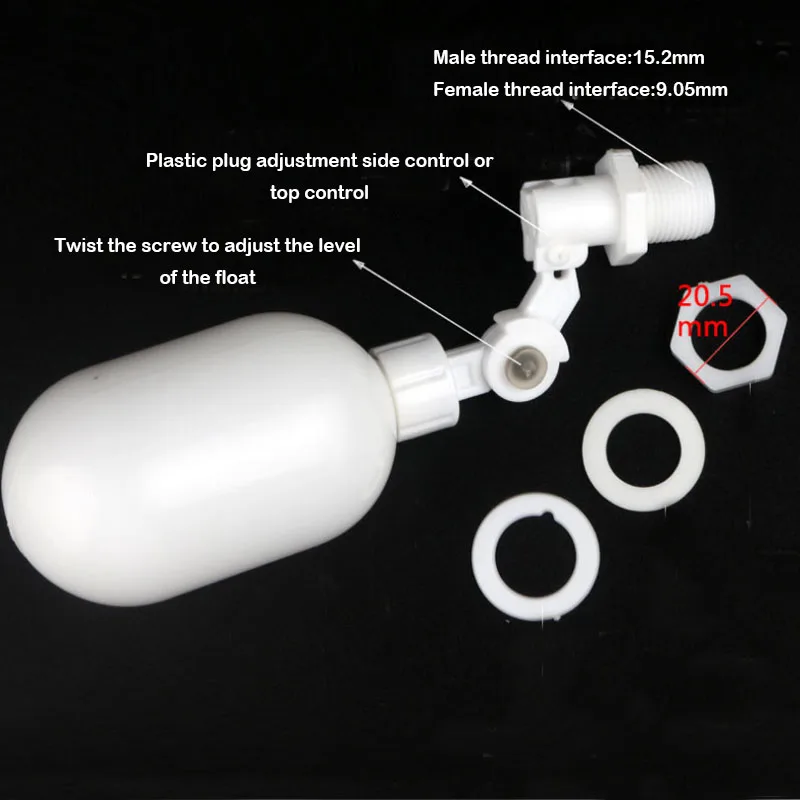 DLONY 1/4 Inlet Plastic Float Ball Valve Water Tank Water Float Valve 