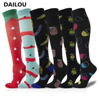 

New high quality Compression Socks Men Women Cartoon Funny Novelty Fruit Prevention Varicose Veins Nursing Compression Socks