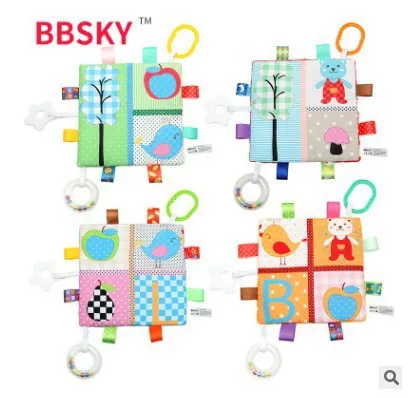 

Cute Color Single Page Label Appeasing Towel with xiang zhi Tooth Adhesive Tape Rattle on Infant Pacify Supplies Toy