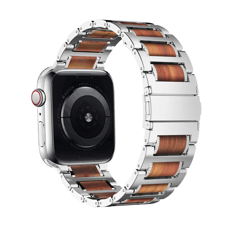 Деревянный красный ремешок из сандалового дерева для наручных часов apple watch 42 мм