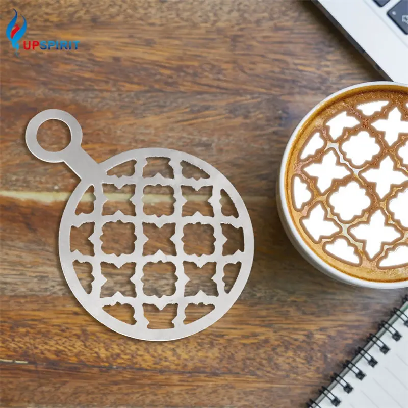 

Upspirit Stainless Steel Coffee Stencil Latte Decorating Stencils Cake Cookie Spray Paint Art Baking Mold Coffee Accessories
