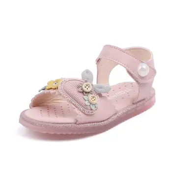 

Children Sandals Princess Summer Girls Sandals Big Kids Sweet Beach Shoes Soft Rubber Bow-knot With Crystal Bling Elegant