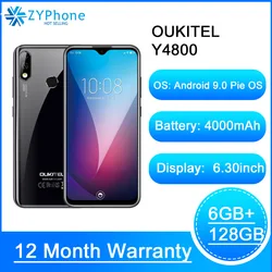 OUKITEL Y4800 6G RAM 128G ROM смартфон Android 9,0 6,3 дюйм19,5: 9 FHD Восьмиядерный мобильный телефон ID отпечаток пальца 4000mAh 9V/2A 2020